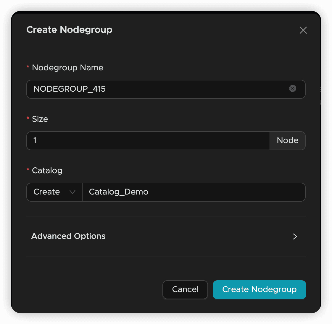 Create New Catalog