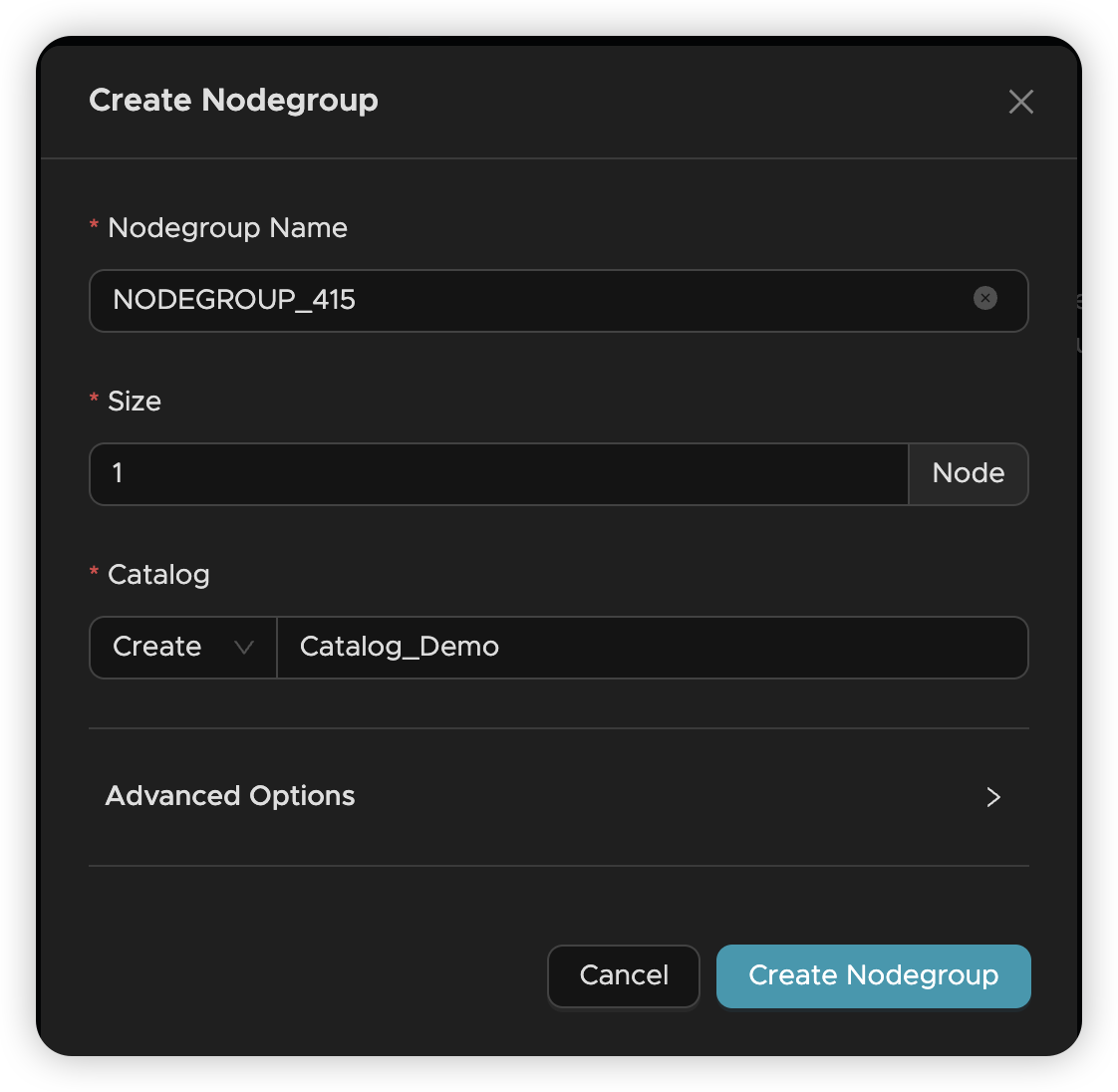 Create New Catalog