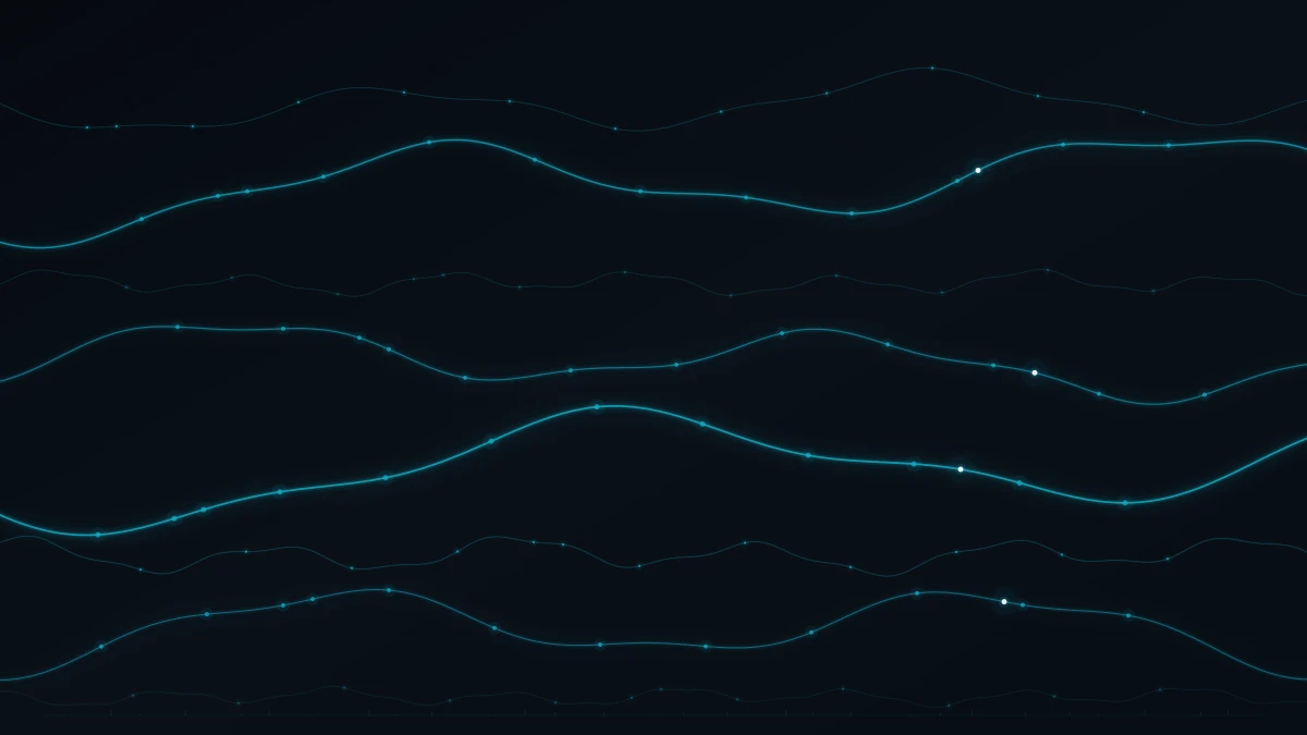 Abstract blue vertical light streams on dark background representing real-time data flowing through AI inference pipelines
